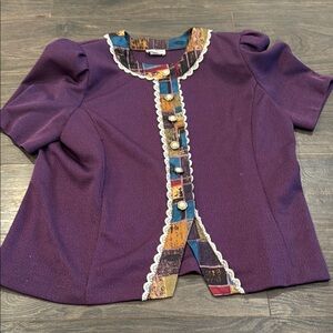 Good times Purple Button-Up Blouse & skirt size 16 petite 6:15
